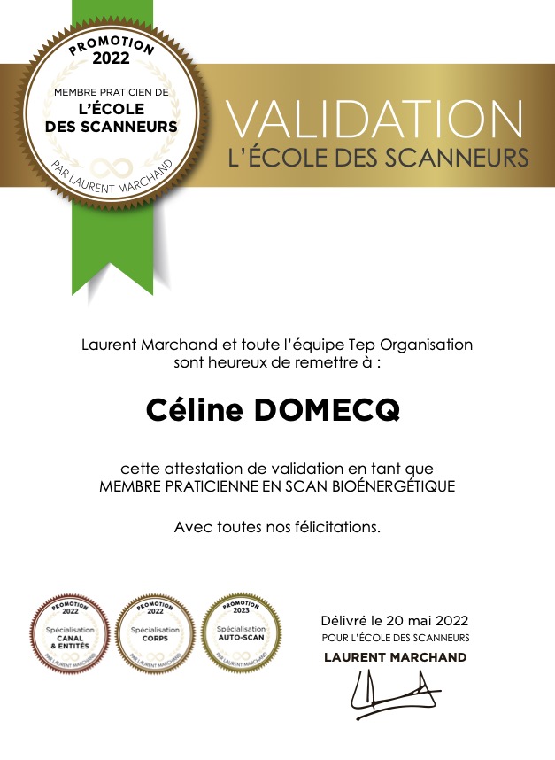 Céline DOMECQ - scan bionergetique - certificat - Luxembourg